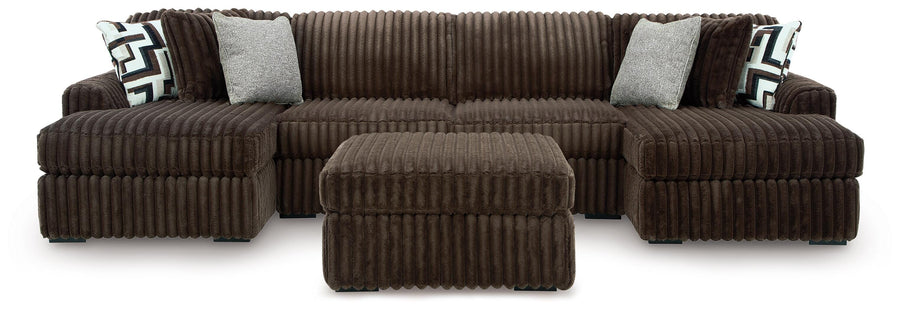 Midnight-Madness 3-Piece Double Chaise Sectional and Ottoman