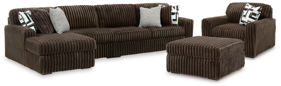 Midnight-Madness 3-Piece Sectional, Oversized Chair and Ottoman