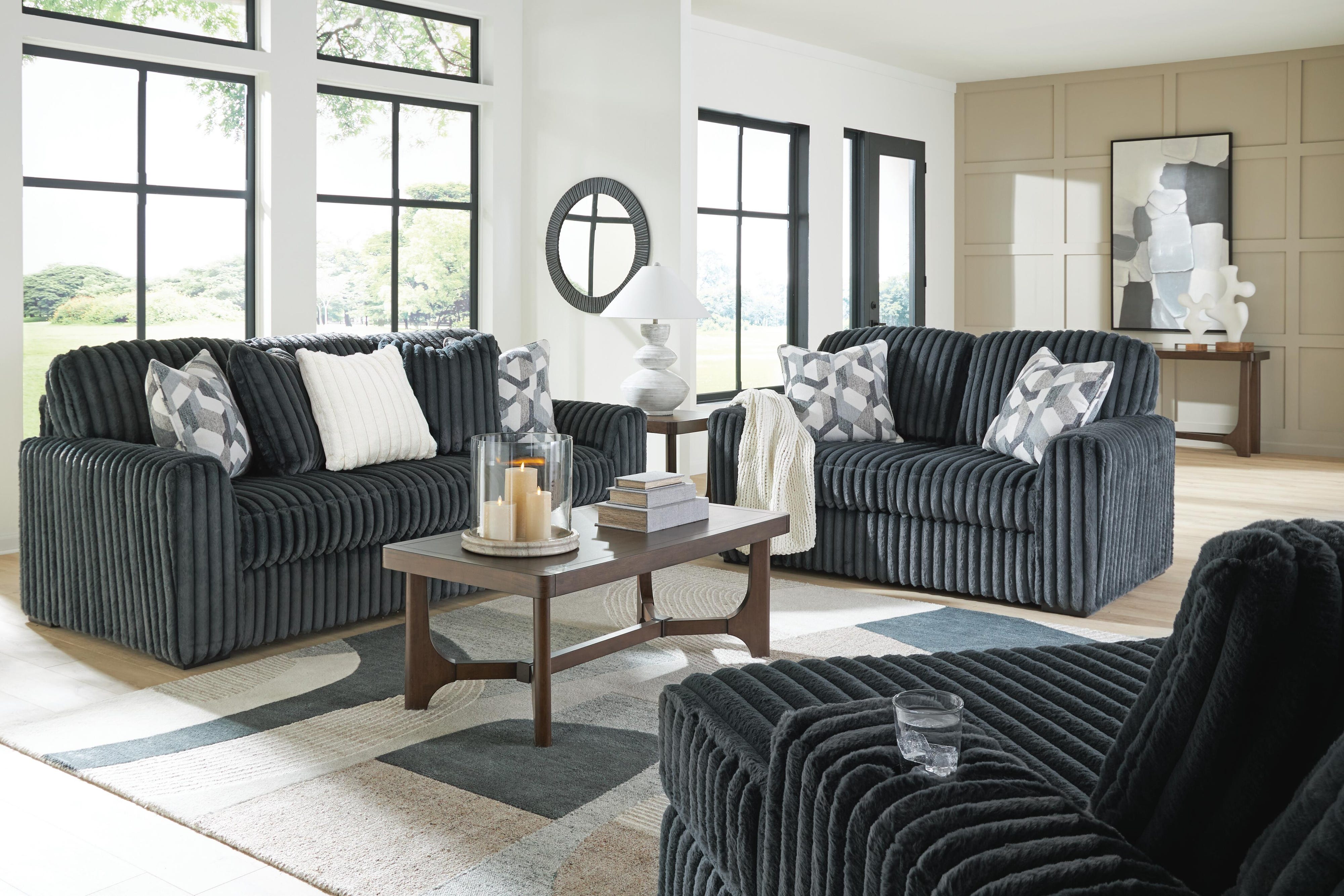 Midnight-Madness Sofa, Loveseat and Oversized Chaise