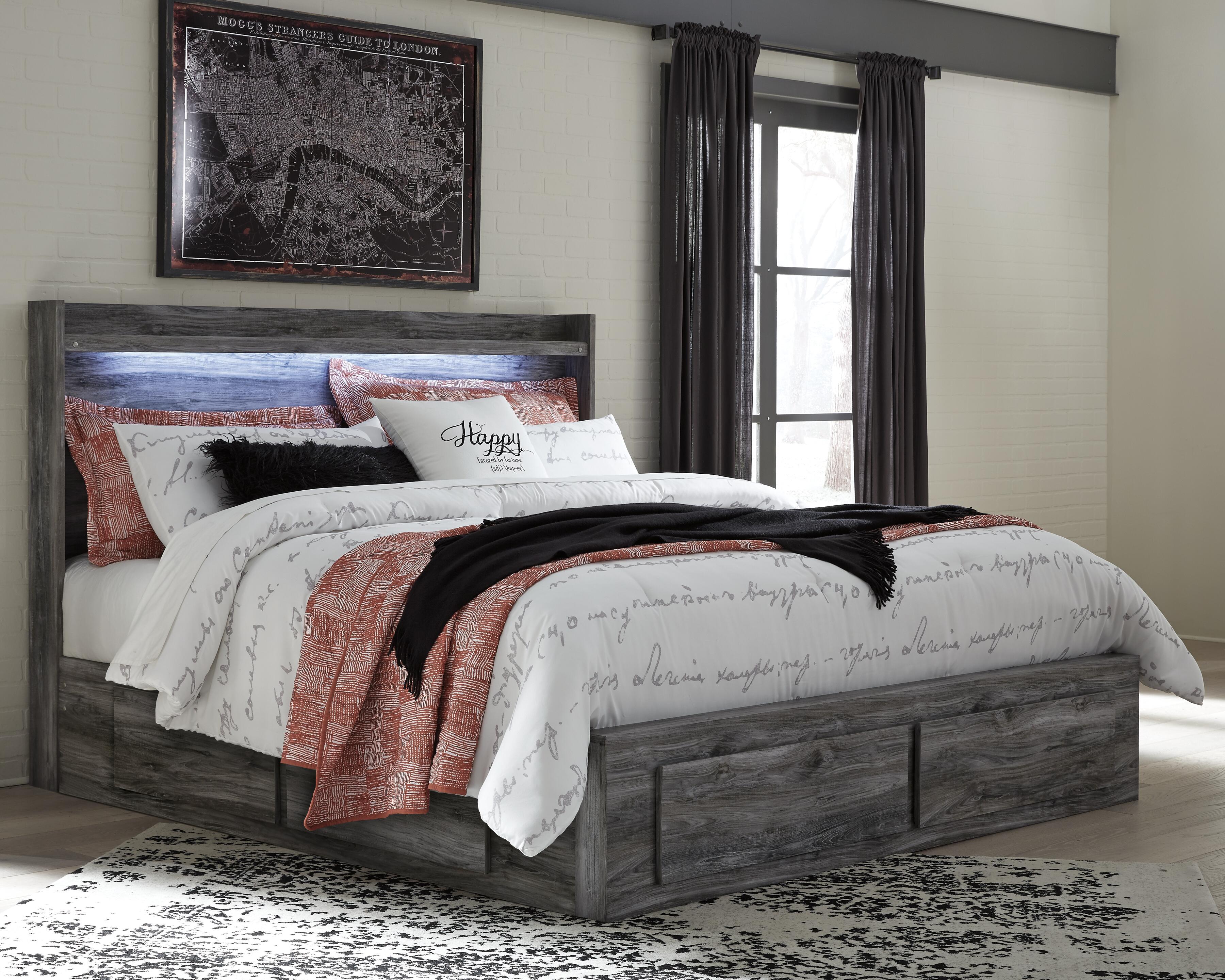 Baystorm Panel Bed with Storage, Dresser, Mirror and 2 Nightstands