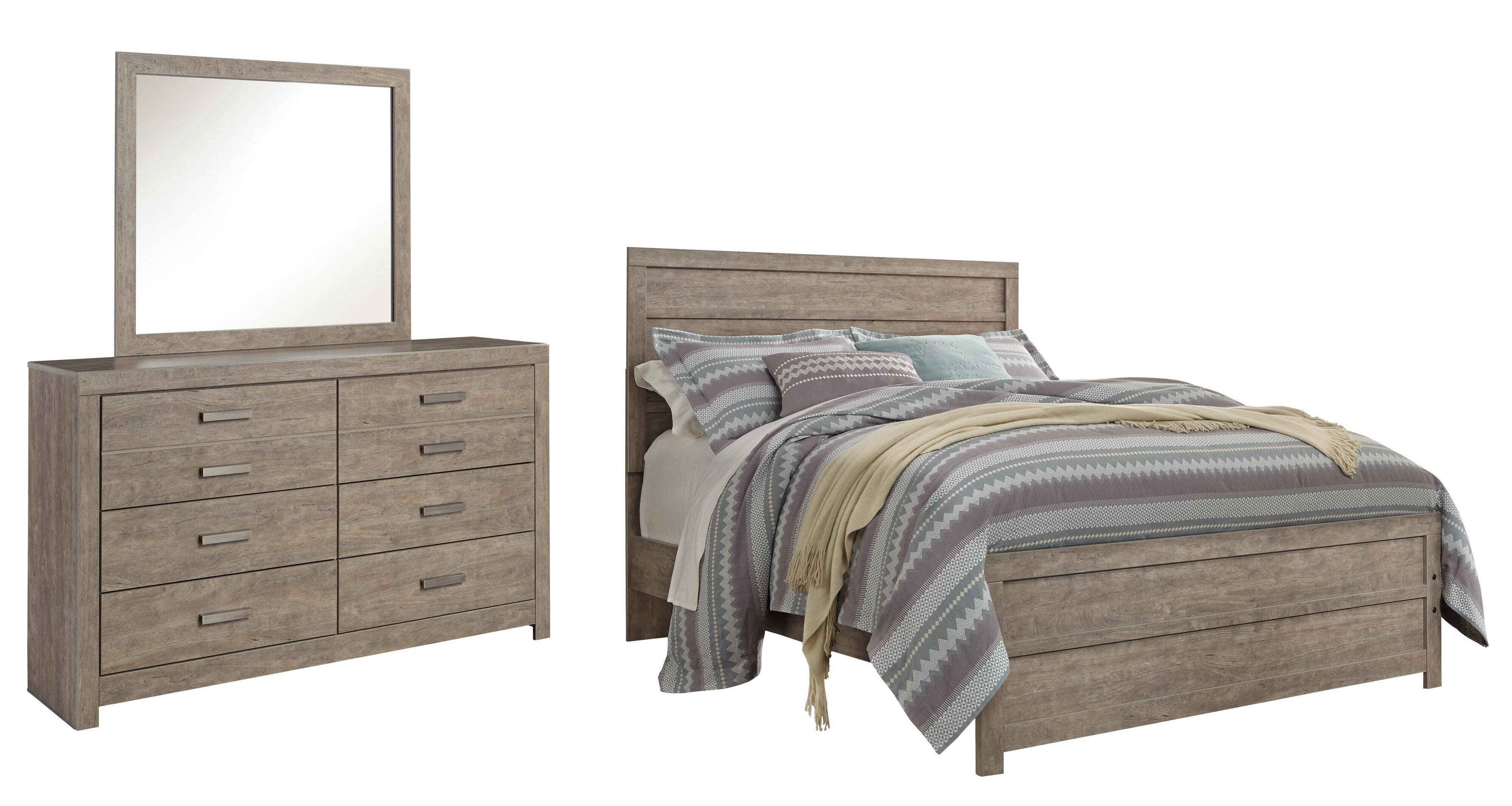 Culverbach Panel Bed with Mirrored Dresser