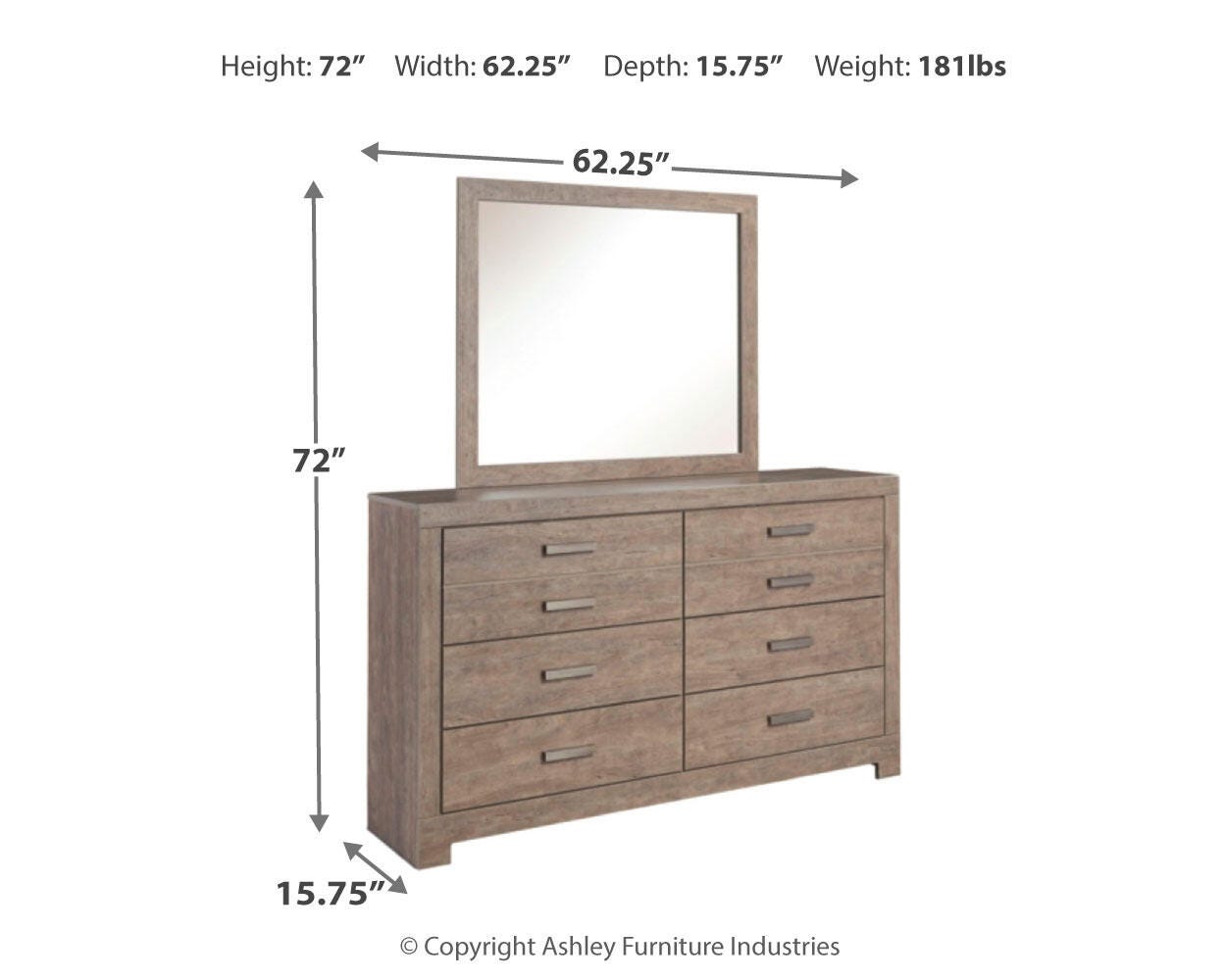Culverbach Panel Bed with Mirrored Dresser
