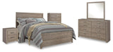 Culverbach Panel Bed with Mirrored Dresser, Chest and Nightstand