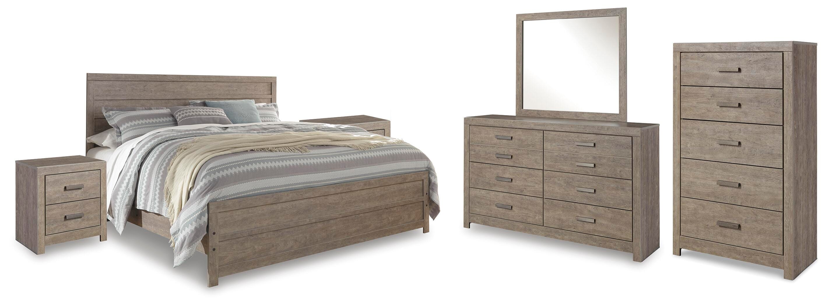 Culverbach Panel Bed, Dresser, Mirror, Chest and 2 Nightstands