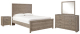 Culverbach Panel Bed with Mirrored Dresser and 2 Nightstands