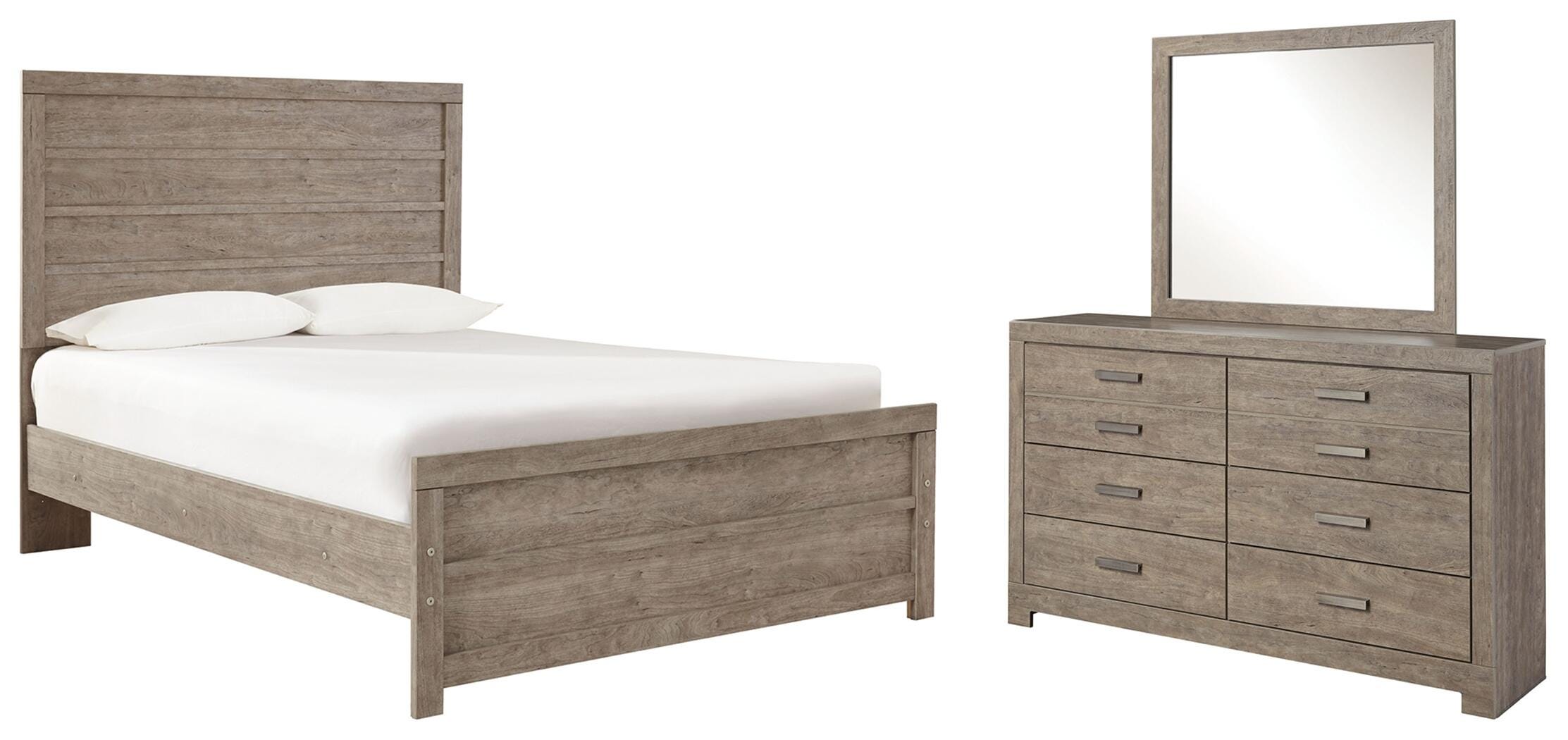 Culverbach Panel Bed with Mirrored Dresser