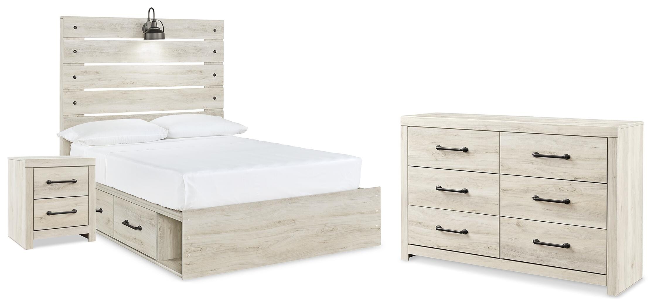 Cambeck Panel Bed with Storage, Dresser and Nightstand