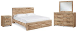 Hyanna Panel Storage Bed, Dresser, Mirror and Nightstand