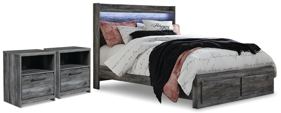 Baystorm Panel Storage Bed and 2 Nightstands