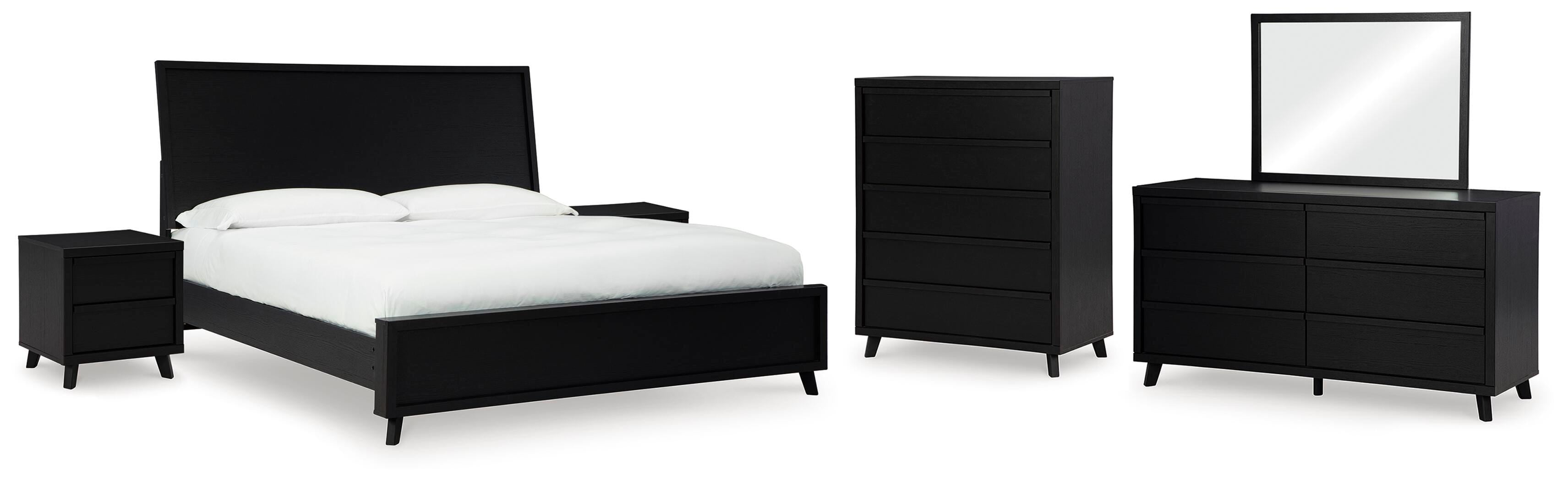 Danziar Panel Bed, Dresser, Mirror, Chest and 2 Nightstands