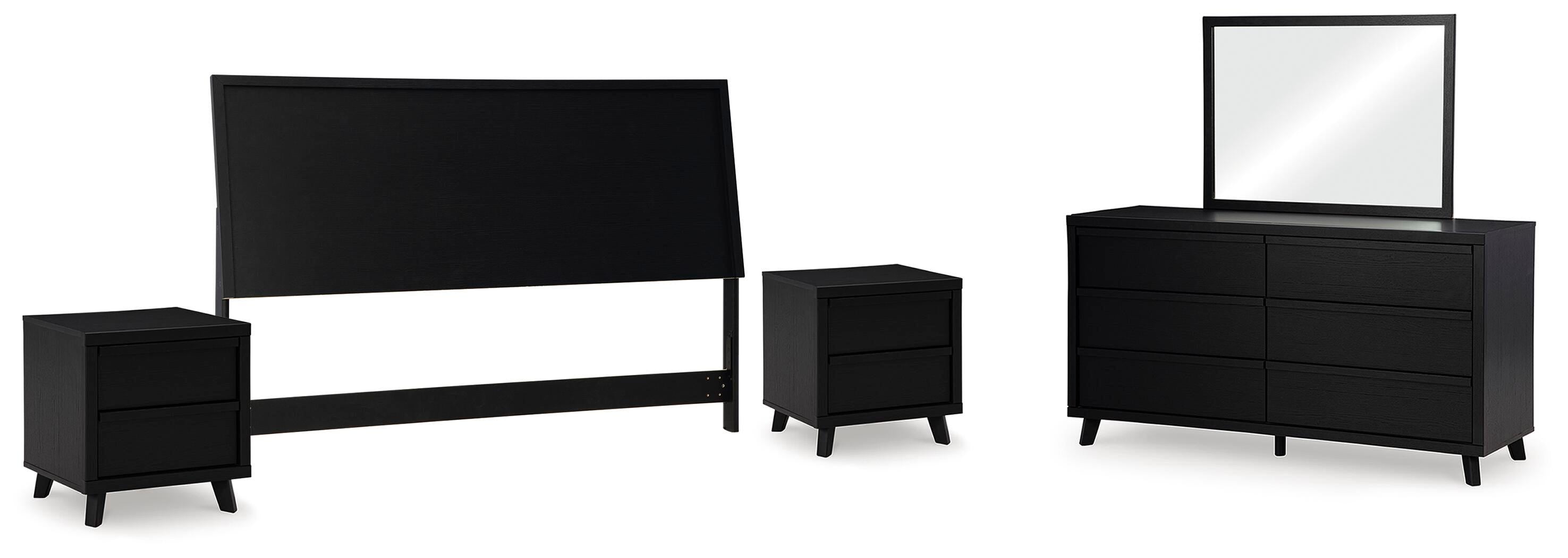 Danziar Panel Headboard, Dresser, Mirror and 2 Nightstands