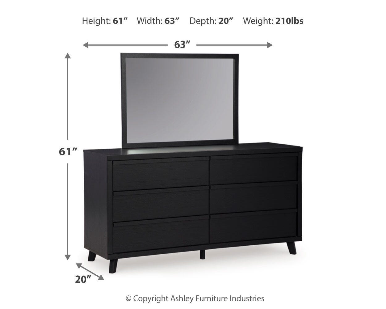 Danziar Panel Headboard, Dresser, Mirror and 2 Nightstands