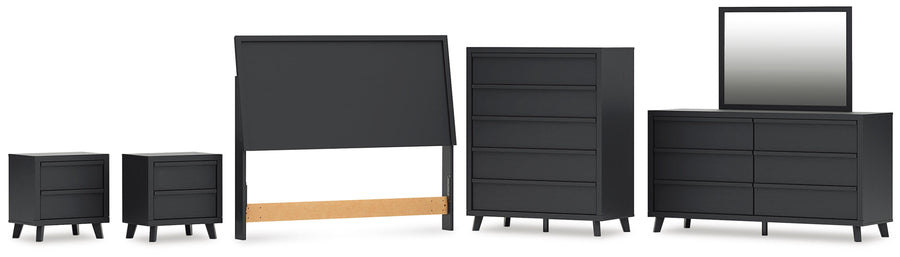 Danziar Panel Headboard, Dresser, Mirror, Chest and 2 Nightstands