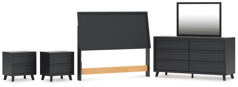 Danziar Panel Headboard, Dresser, Mirror and 2 Nightstands
