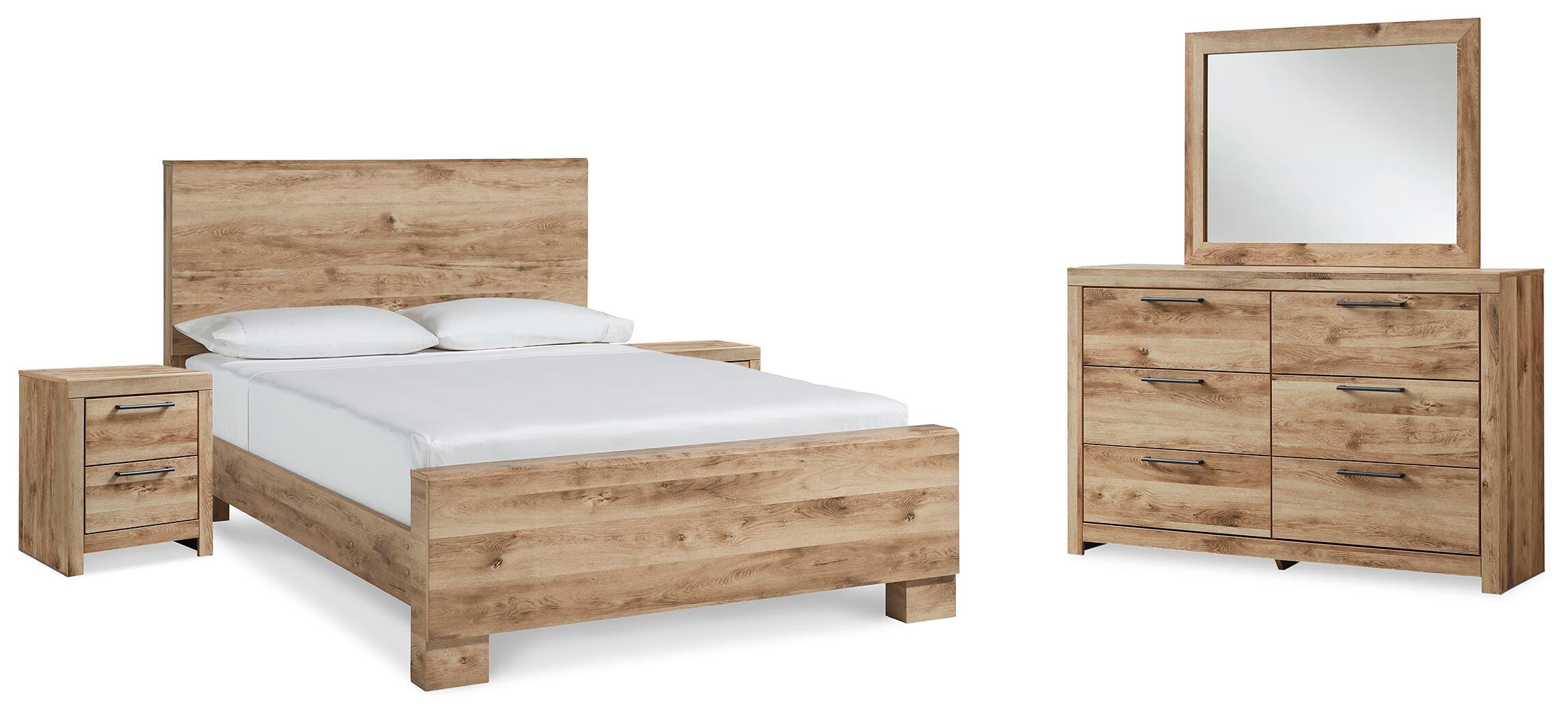 Hyanna Panel Bed, Dresser, Mirror and 2 Nightstands