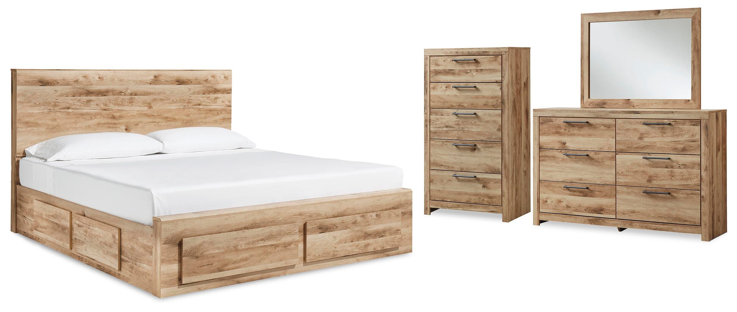 Hyanna Panel Storage Bed, Dresser, Mirror and Chest