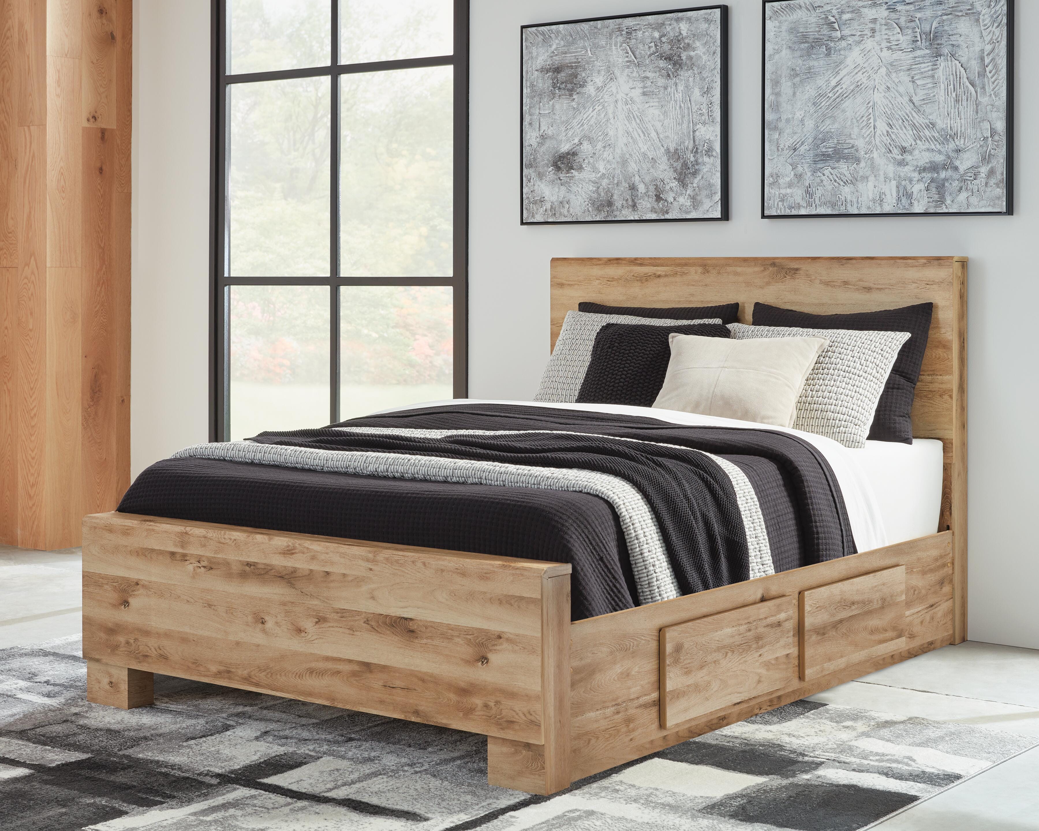 Hyanna Panel Bed with 2 Side Storage, Dresser, Mirror and Nightstand