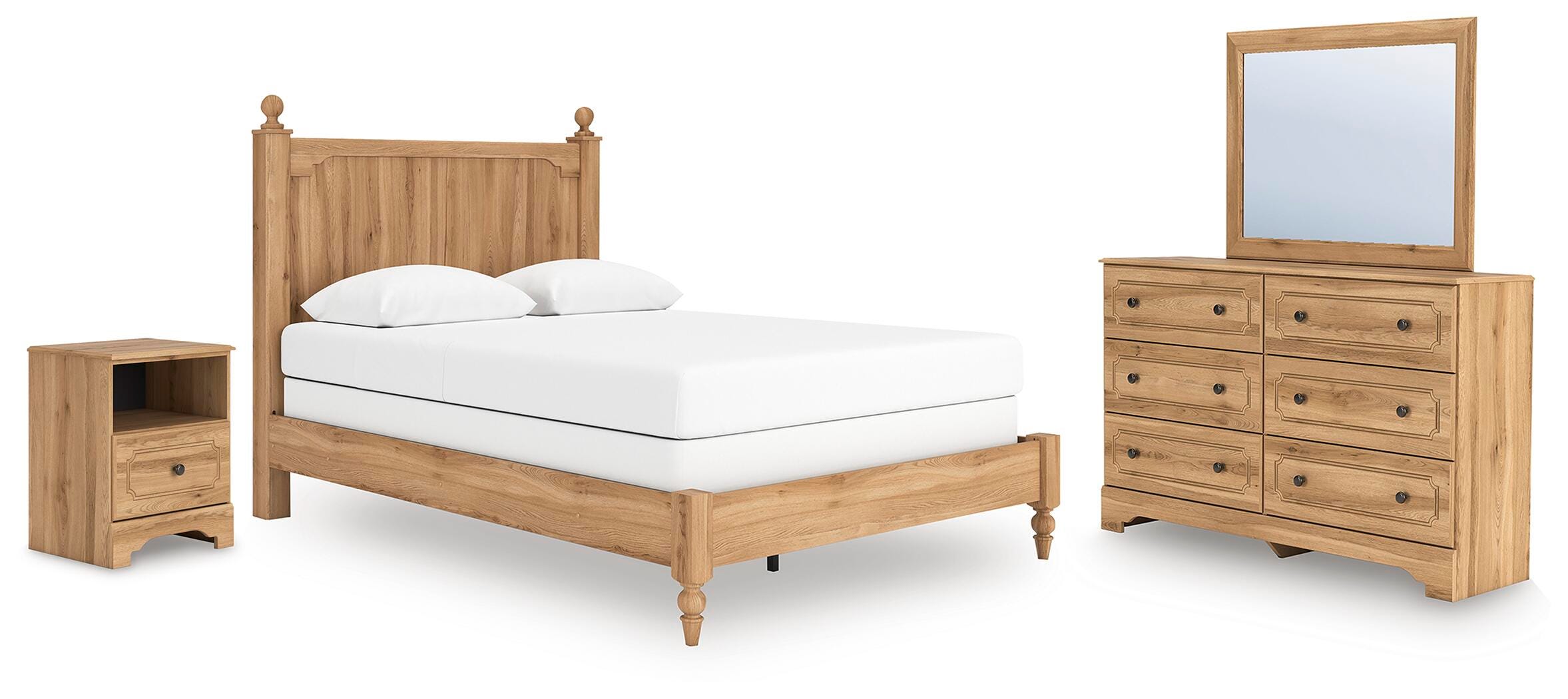 Aleaport Panel Bed with Mirrored Dresser and Nightstand