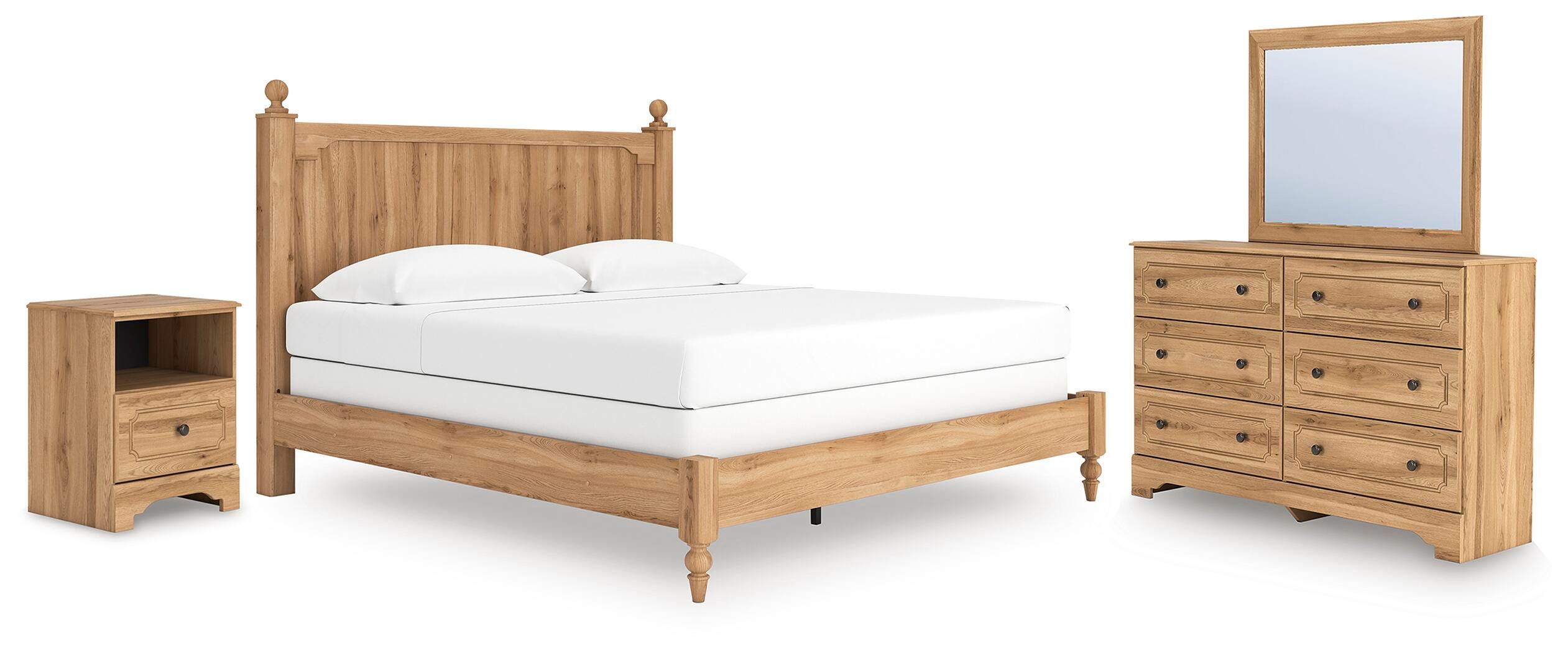 Aleaport Panel Bed with Mirrored Dresser and Nightstand