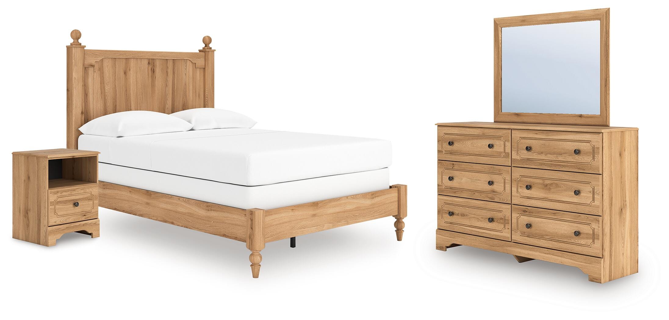 Aleaport Panel Bed with Mirrored Dresser and Nightstand