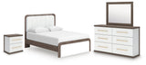 Kendanport Upholstered Bed, Dresser, Mirror and Nightstand