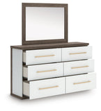 Kendanport Upholstered Platform Bed, Dresser and Mirror