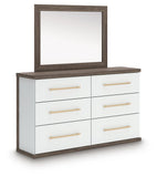 Kendanport Upholstered Bed, Dresser, Mirror and Nightstand