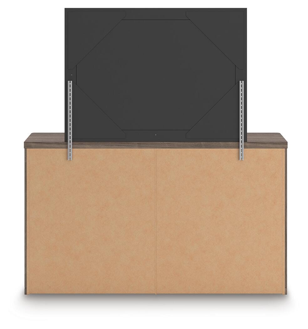 Kendanport Upholstered Bed, Dresser, Mirror and Nightstand