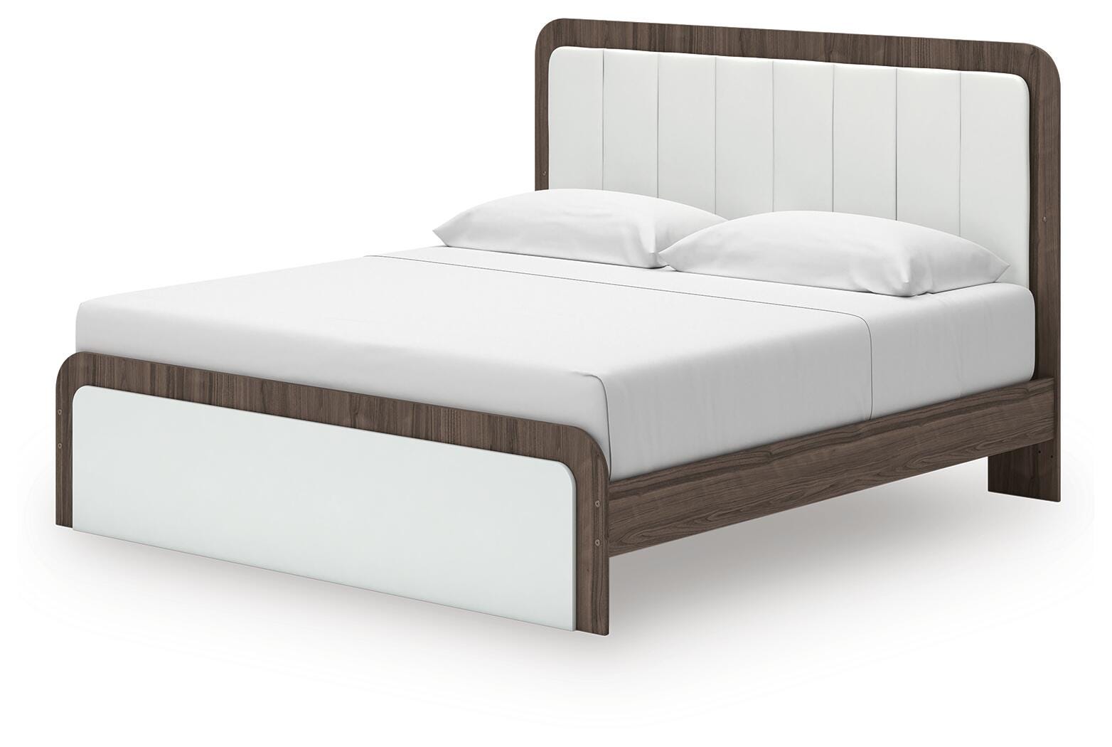 Kendanport Upholstered Platform Bed, Dresser and Mirror