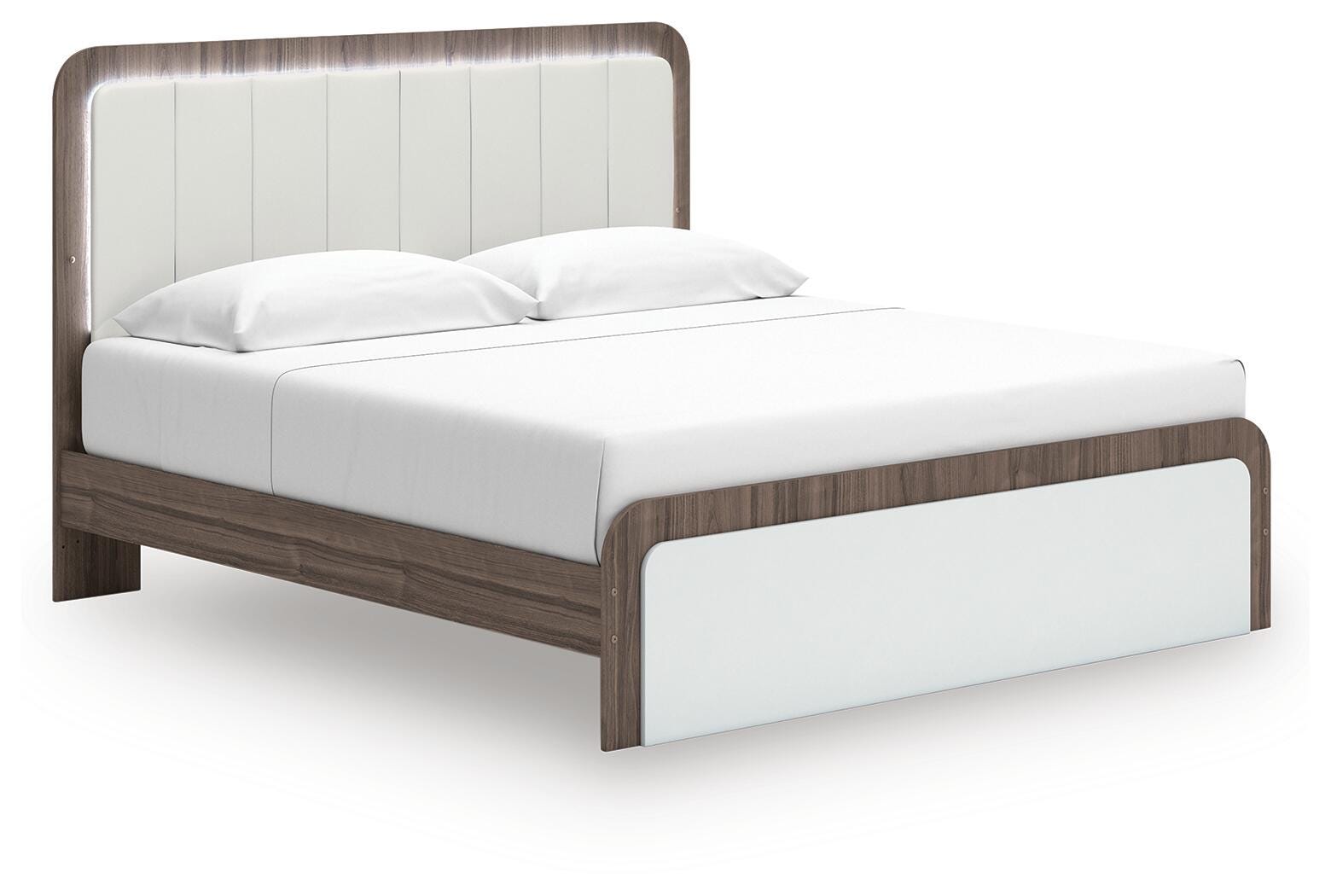Kendanport Upholstered Bed, Dresser, Mirror and Nightstand
