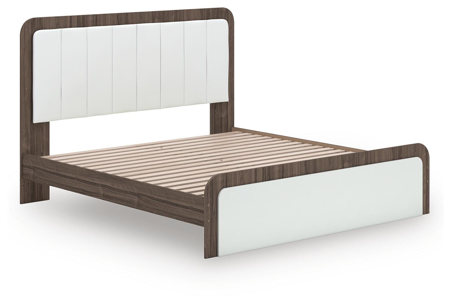 Kendanport Upholstered Platform Bed, Dresser and Mirror