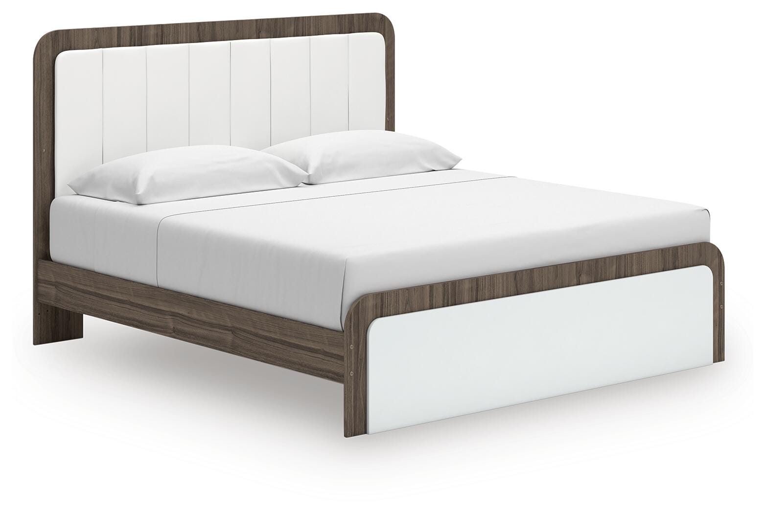 Kendanport Upholstered Platform Bed, Dresser and Mirror