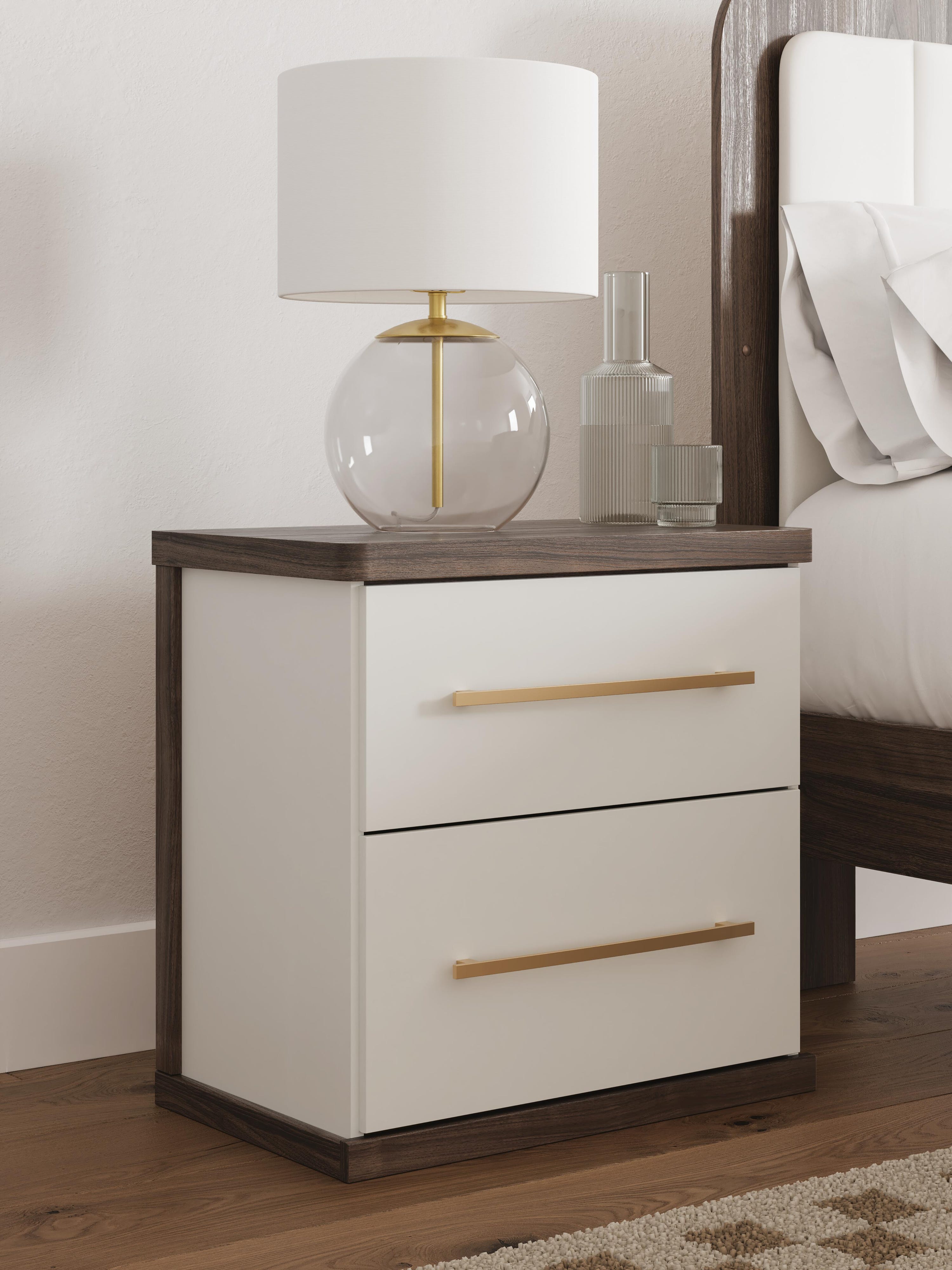 Kendanport Upholstered Bed and 2 Nightstands