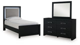 Maeling Upholstered Panel Bed, Dresser and Mirror
