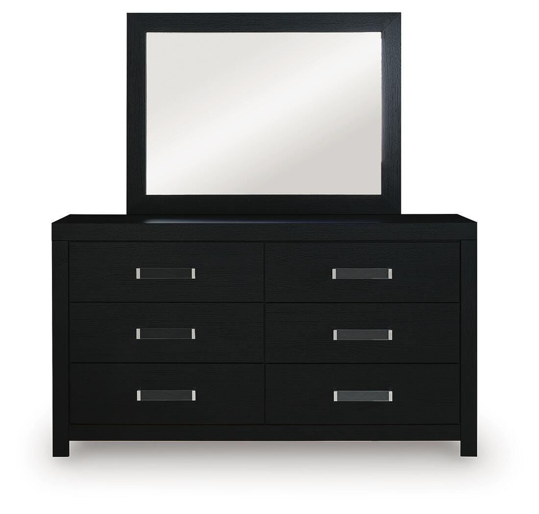 Maeling Upholstered Panel Bed, Dresser and Mirror