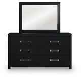 Maeling Upholstered Panel Bed, Dresser and Mirror