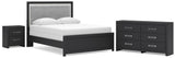 Maeling Upholstered Panel Bed, Dresser and Nightstand