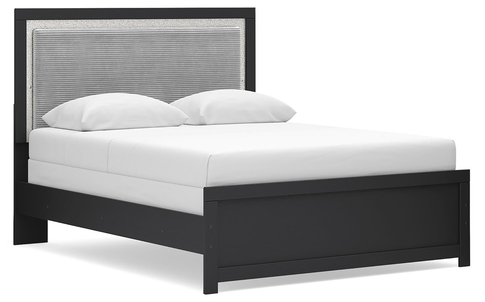 Maeling Upholstered Panel Bed. Dresser, Mirror and Nightstand