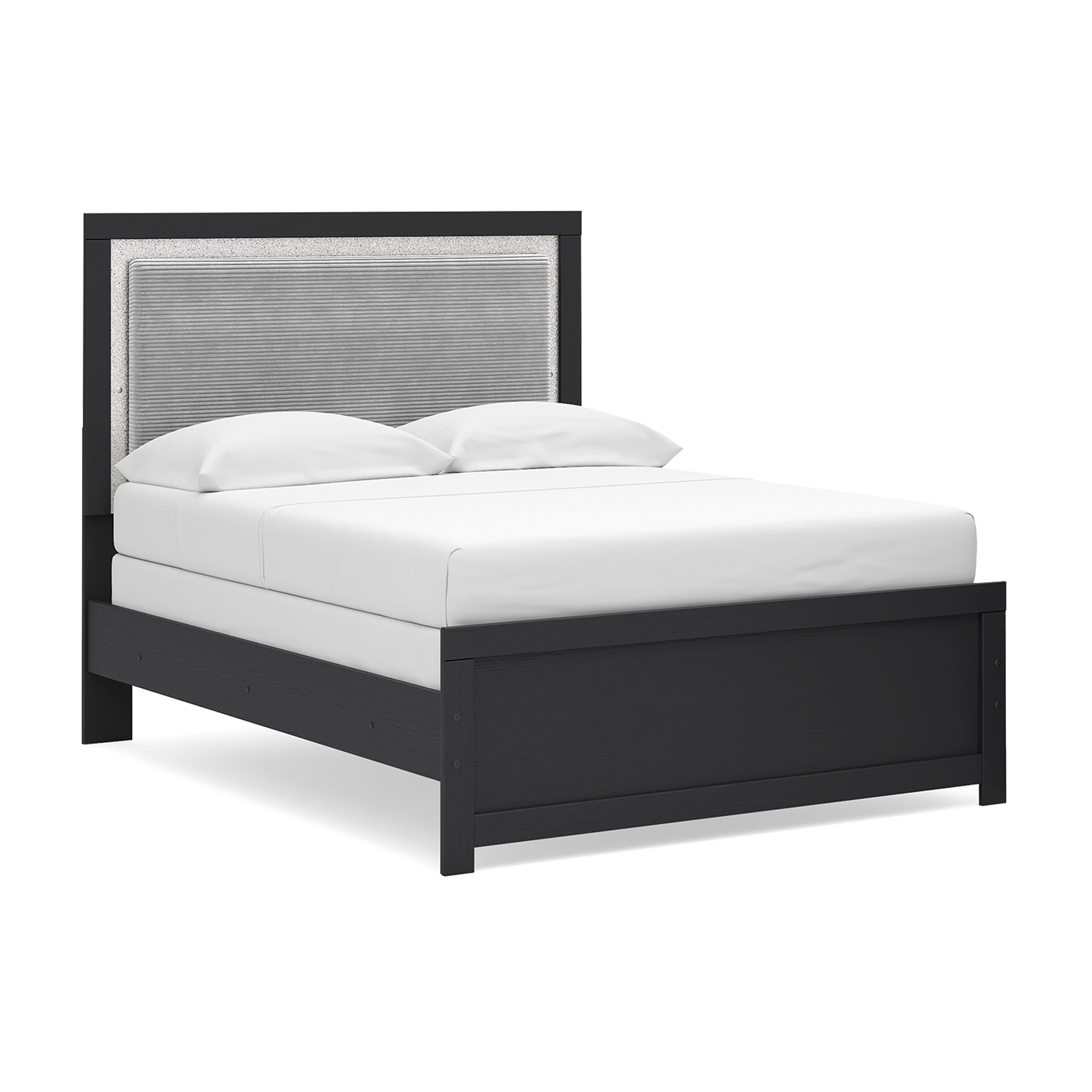 Maeling Upholstered Panel Bed, Dresser and Mirror