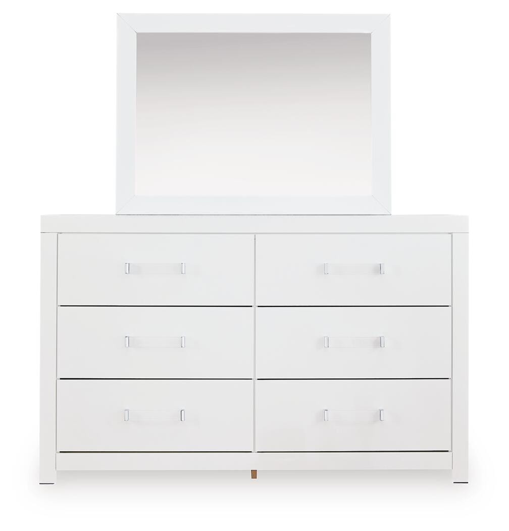 Maeling Upholstered Panel Bed, Dresser and Mirror