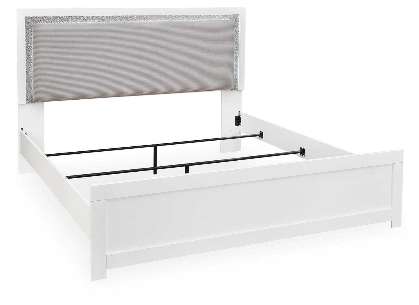 Maeling Upholstered Panel Bed. Dresser, Mirror and Nightstand