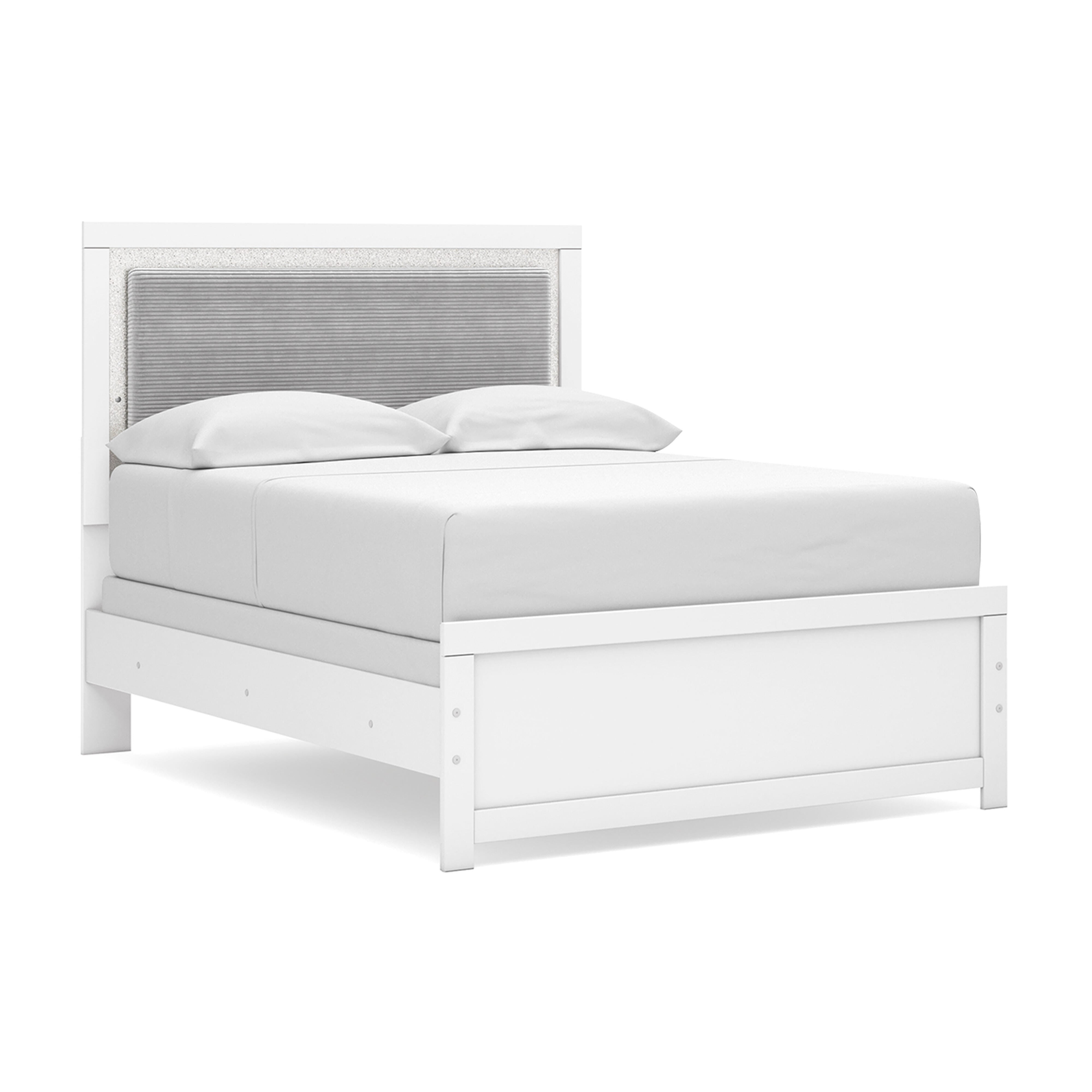 Maeling Upholstered Panel Bed, Dresser and Mirror