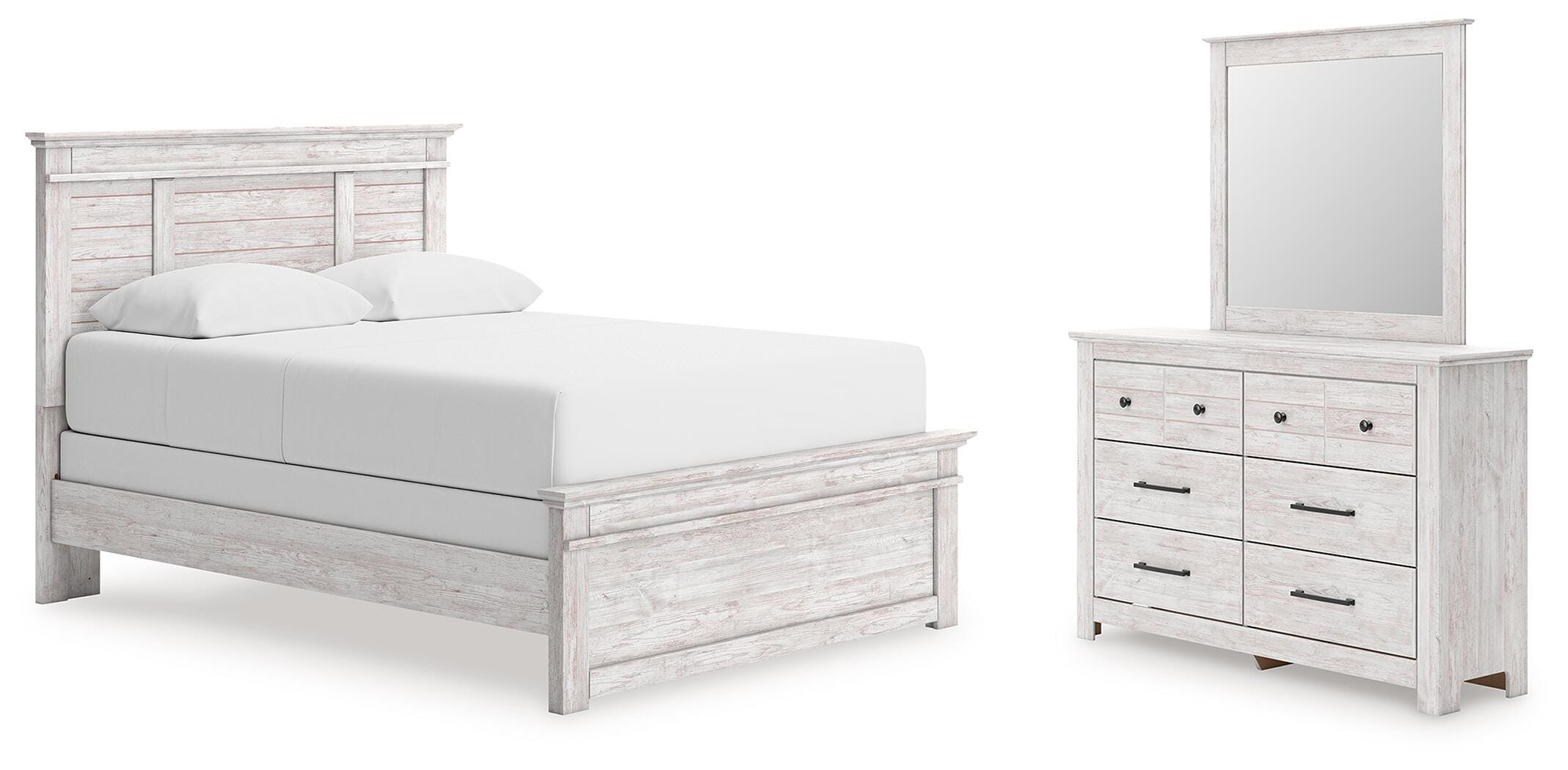 Makidern Panel Bed, Dresser and Mirror