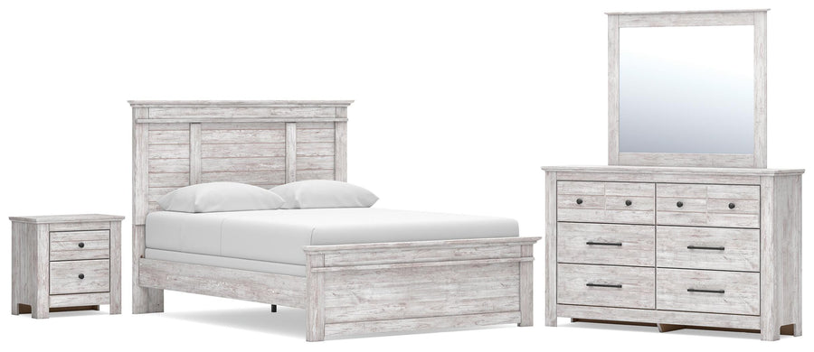 Makidern Panel Bed. Dresser, Mirror and Nightstand