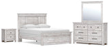 Makidern Panel Bed. Dresser, Mirror and Nightstand