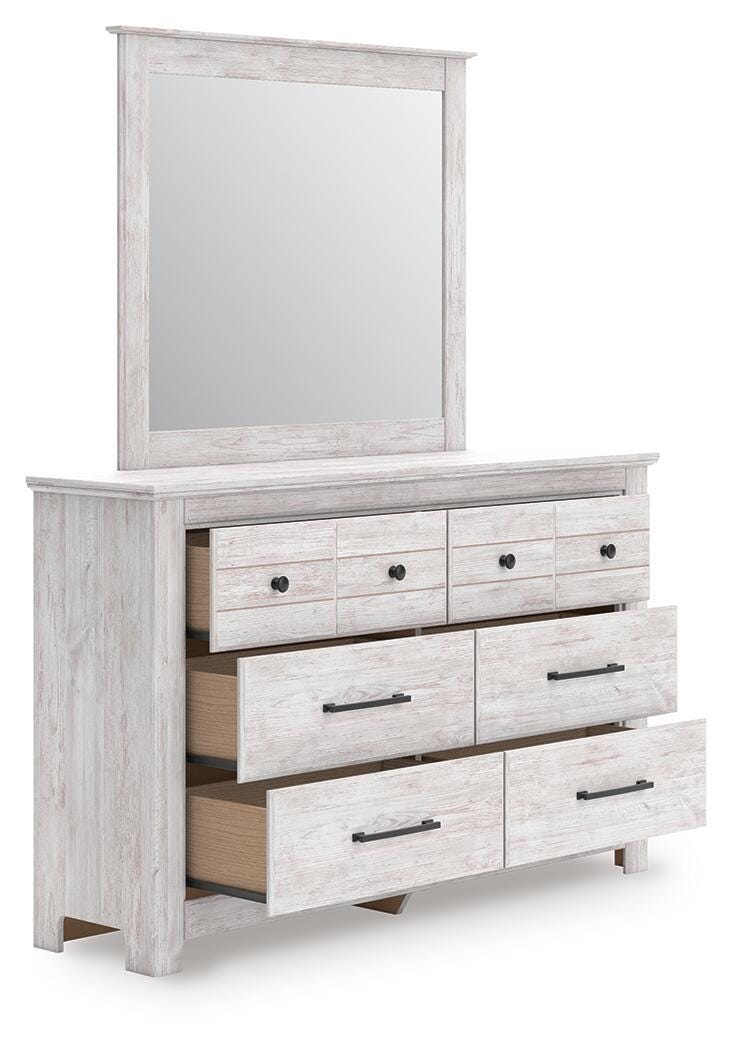 Makidern Panel Bed, Dresser and Mirror