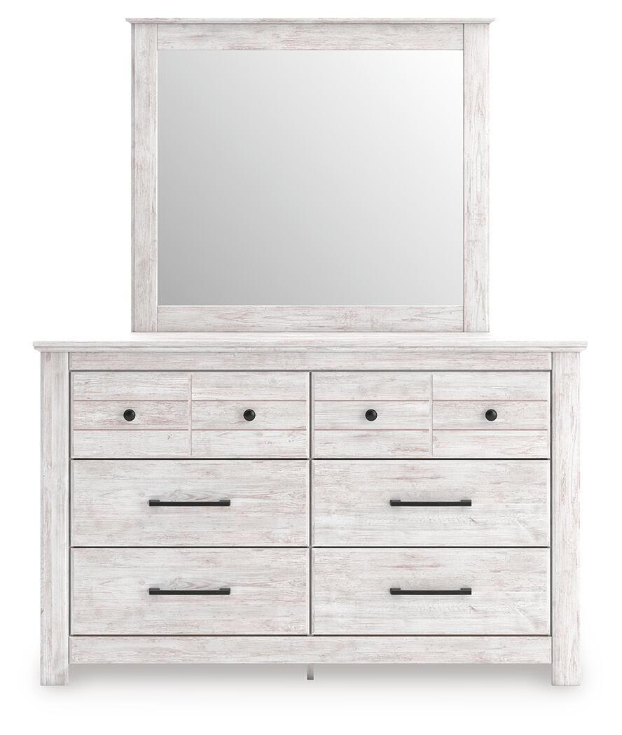 Makidern Panel Bed. Dresser, Mirror and Nightstand