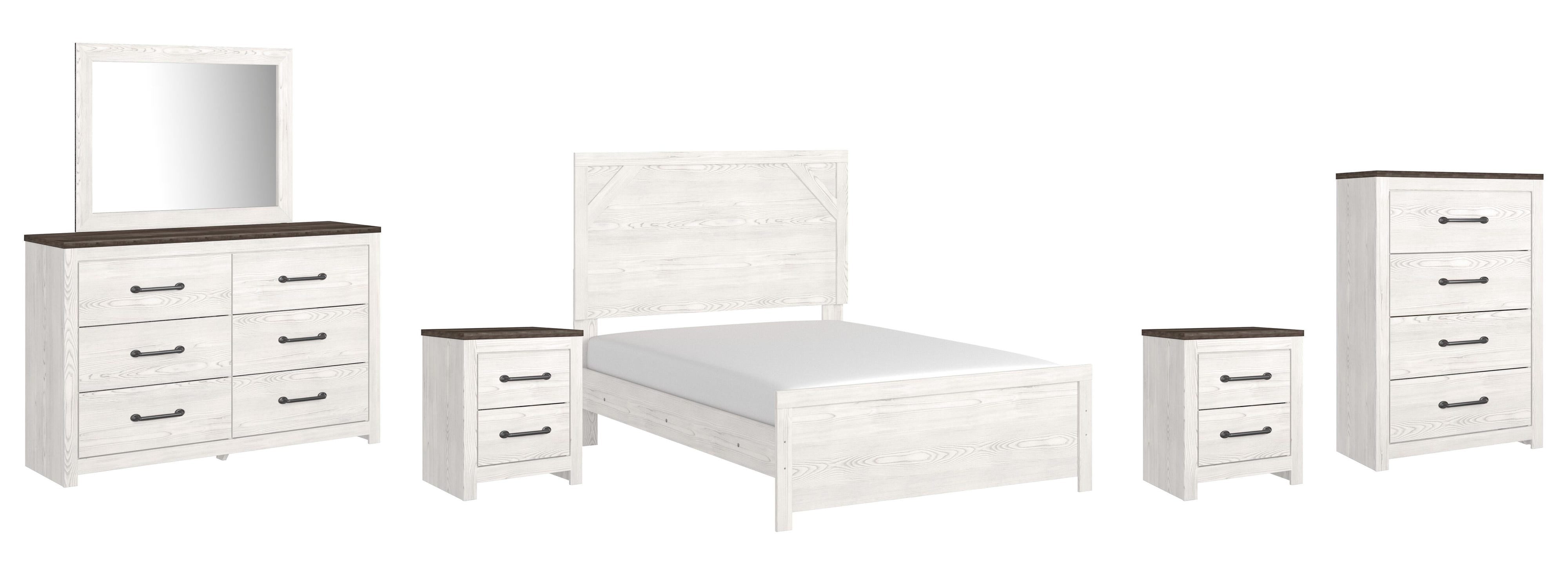 Gerridan Panel Bed with Mirrored Dresser, Chest and 2 Nightstands
