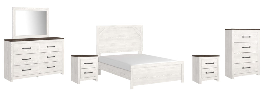Gerridan Panel Bed with Mirrored Dresser, Chest and 2 Nightstands