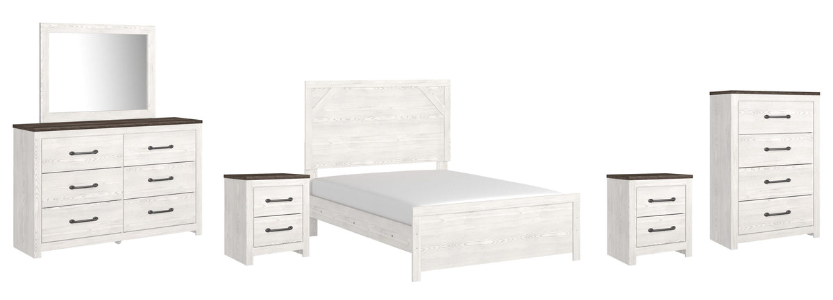 Gerridan Panel Bed with Mirrored Dresser, Chest and 2 Nightstands